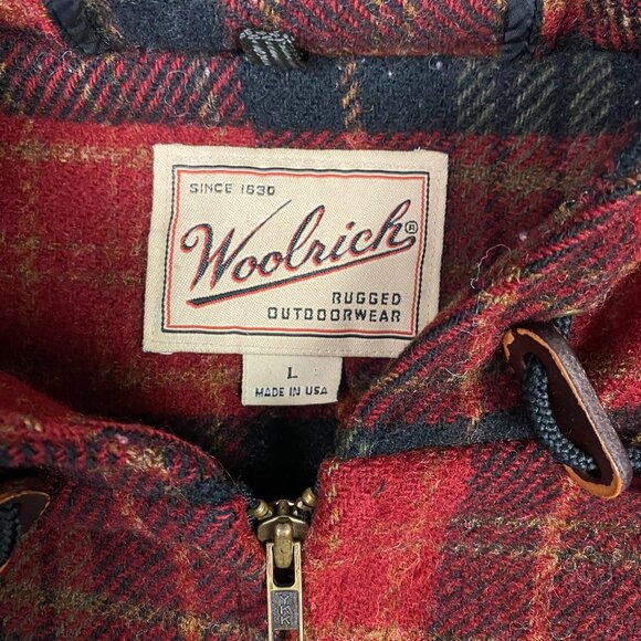 Vintage Woolrich Coat Jacket Women's Large Red Plaid Wool Hooded Full Zip USA - Picture 6 of 14
